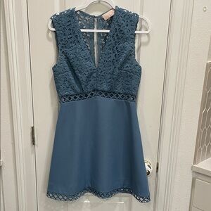 Keepsake Elegant Blue Lace Dress